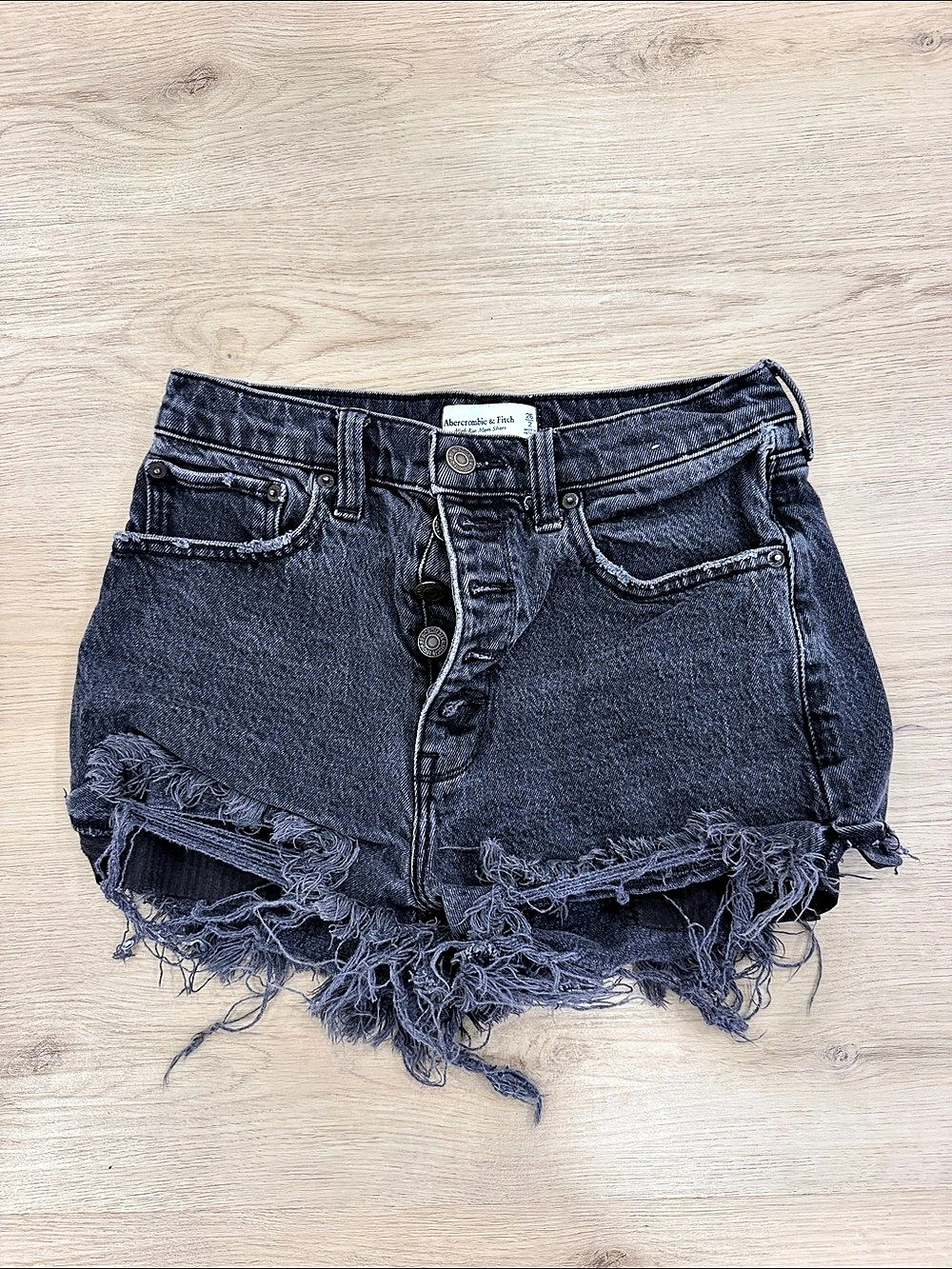 Abercrombie & Fitch High Rise Mom Short Distressed Jean Shorts Waist